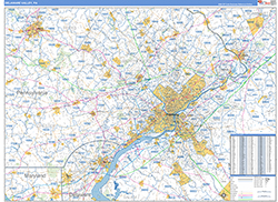 Delaware Valley Metro Area Wall Map Basic Style 2026